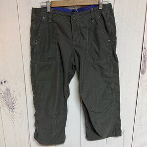 KÜHL Women’s Kendra Embroidered Capri Pants – Size 8, Koal Gray, EUC